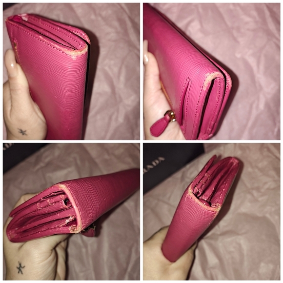 Prada Pink Saffiano Lux Leather Flap Continental Wallet - Picture 11 of 12
